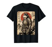 Vintage Japanese Samurai Siberian Husky Katana Warrior Dog T-Shirt