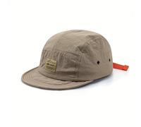Vintage Japanese Streetwear Snapback Cap - Breathable Quick-Dry 5 Panel Hat for Men - Lightweight Polyester Hip-Hop Casual Trucker Cap for Summer & Festivals (Khaki)