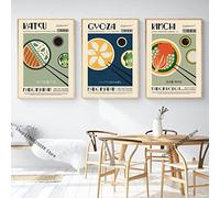Vintage Japonais Coréen Alimentaire Affiches Gyoza Katsu Kimchi Bibimbap 3 Pièces Toile Peinture Mur Art Photo Cuisine Restaurant Décor À La Maison 12"X16" Sans Cadre
