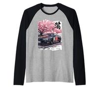 Vintage JDM Drift Race Car Kanji Sakura Fleur Fleur Art Manche Raglan