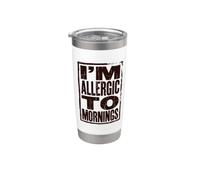 Vintage Je suis allergique aux matins Gobelet isotherme en acier inoxydable double paroi