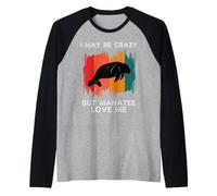 Vintage Je suis Peut-être Fou mais Les lamantins m'aiment Manche Raglan