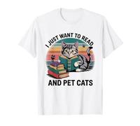 Vintage Je veux juste lire des livres et caresser des chats T-Shirt