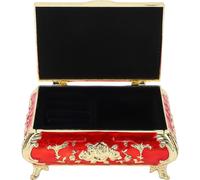 Vintage Jewelry Box Style alliage de zinc brillant brillant couleurs vives rayures -Proof velours doux petite boîte d'or et rouge