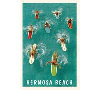 Vintage Journal Surfers Paddling, Hermosa Beach, California
