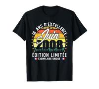 Vintage Juin 2008 Cadeau Anniversaire 18 Ans Garçons Filles T-Shirt
