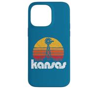 Vintage Kansas Distressed 80's Sun & Windmill Graphic Coque pour iPhone 14 Pro Max