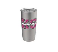 Vintage Kansas Game Day Imprimé léopard Gobelet isotherme en acier inoxydable double paroi