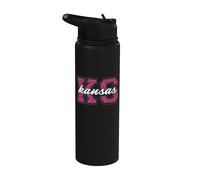 Vintage Kansas Game Day Imprimé léopard Stainless Steel Insulated Water Bottle