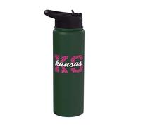 Vintage Kansas Game Day Imprimé léopard Stainless Steel Insulated Water Bottle