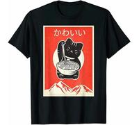 Vintage Kawaii Cat Anime Tshirt Gift Retro Japanese Style Manches Courtes(X-Large)