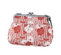 Vintage Kiss Lock Sacs à main et sacs à main Sac à bandoulière Fabriqué au Japon Sac japonais Soirée Embrayage Boucle Sac à main Sac à bandoulière, Kimono en tissu rouge à fleurs rétro petite taille,