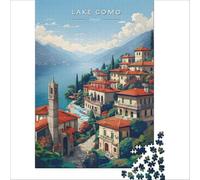 Vintage Lake Como Puzzles 1000 pièces pour Adultes | puzzle comme cadeau de fête des pères un super cadeau pour papa pour une pause relaxante pendant son temps libre38x52cm