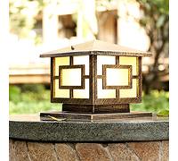 Vintage Lampe Pilier Portail E27, Étanche Jardin Lampadaire Extérieur, Lampe Pilier Portail Aluminium Waterproof pilier phare, Lampe De Chemin Terrasses Cour Lampes De Poteau (Laiton, 30cm*30cm*30cm)