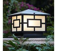 Vintage Lampe Pilier Portail E27, Étanche Jardin Lampadaire Extérieur, Lampe Pilier Portail Aluminium Waterproof pilier phare, Lampe De Chemin Terrasses Cour Lampes De Poteau (Noir, 30cm*30cm*30cm)