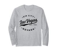 Vintage Las Vegas Sin City Nevada Texte Noir Manche Longue