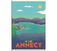 Vintage Le Lac Annecy Art Imprimer Rétro Mur Art Toile Affiche Chambre Décoration Accueil Décoration Sans cadre 60x90cm