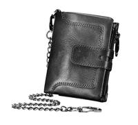 Vintage Leather Wallet, Wallet, Male Credit Wallet, Leather Wallet Chain, Zipper Buckle Wallet, Cowhide Wallet, Card Slots Wallet, Multiple Card Slots, Leather Credit Card, Paper Money Wall, Noir ,
