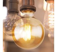 Vintage LED E27 dimmable Ampoule Vintage LED Retro Filament, verre ambre, 7 watts 670 lumens 2700 kelvins blanc chaud, DxH 12,5x17,5 cm