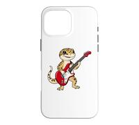 Vintage Leopard Gecko Reptiles Punk Music Playing Guitar Coque pour iPhone 16 Pro Max