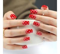 Vintage Leopard & Polka Dot Press On Nails, Faux ongles courts et de longueur moyenne, Colle élégante sur faux for un usage quotidien fête(H)