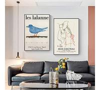 Vintage Les Lalanne Blue Bird Poster Prints Jean Cocteau Abstrait Toile Peinture Exposition 2 Pièces Art Mur Photos Salon Décor 30Cmx40Cmx2Pcs Sans Cadre