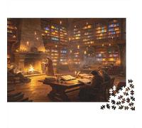 Vintage Library Puzzle 1000 Pièces Papier pour Adultes Soirée Salle de Lecture Jeu de Puzzle 1000 Pièces Famille Cadeau Détente Décoration 38x26cm/1000pcs