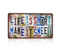 Vintage Life is short make it sweet Plaque murale en métal