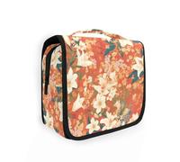 Vintage Lily Flowers Orange Japanese Woodblock Prints Travel Bag with Hanging Hook Stylish Case Cosmetic Makeup Bag Travel Size Accessories