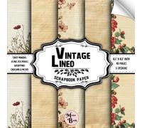 Vintage Lined Scrapbook Paper: Double Sided Sheets for Decoupage, Card Making, Wrapping, Journaling, and Various DIY Craft Projects | 8.5" x 8.5" (21.59 x 21.59 cm)