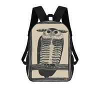 Vintage Linocut Owl Sacs À Dos Pour Enfants, Sac À Dos Scolaire Imprimé En 3D Pour Enfants, Sac À Dos De Voyage, Sac À Livres Pour Enfants 17inch Sac D'école