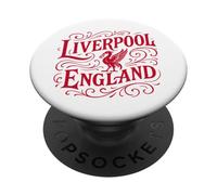 Vintage Liverpool England Liverbird imprimé Rouge PopSockets PopGrip Adhésif