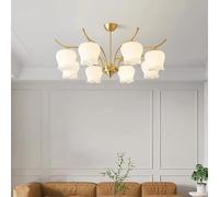 Vintage Living Room Ceiling Lamp white Glass Ball Style Chandelier For Bedroom Loft brass copper led light Fixtures
