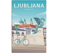 Vintage Ljubljana Dragon Bridge Building Rétro Mur Art Toile Affiche Art Imprimer Accueil Décoration Chambre Décoration Sans cadre 40x60cm