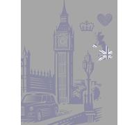 Vintage London, England notebook/journal design, Grey 120 lined pages: Big ben London Uk flag map Grey