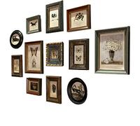 Vintage Lot de 12 Cadres Photos pêle-mêle Collage Ensemble en Bois Mural Déco Multiple Taille Cadre de Photo à accrocher Vertical ou Horizontal galerie d'images Salon Murale de Fond