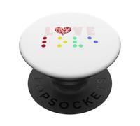 Vintage Love Shirt Braille Love Cadeau Coeur Rouge Pois Braille PopSockets PopGrip Adhésif