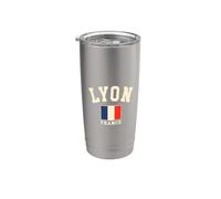 Vintage Lyon France Drapeau Français Souvenir Graphique Rétro Gobelet isotherme en acier inoxydable double paroi