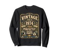 Vintage Made in 1974 Nautical Sailing Boat 52nd Birthday Men Sweatshirt