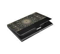 Vintage Magic Circle with Zodiacs Sign on Abstract Mystic PU Leather Stainless Steel Card Holder Card Holder Name Card Holder Slim Credit Wallet, Unisex Business Card Case Multi Card Case