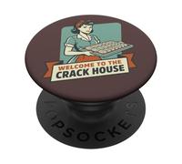 Vintage Mahjong Bienvenue à la soirée de Jeux Crack House PopSockets PopGrip Adhésif