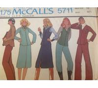 Vintage Mccalls 5711 Sewing Pattern for Misses Wardrobe Unlined Jacket or Vest with Back Buckle Belt, Front Slit Skirt or Wide Leg Pants Both with Waistband and Back Zipper
