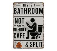 Vintage Metal Tin Sign, This Is A Bathroom Not An Internet Cafe Quotes Decorative Sign Decor for Home Farmhouse Washroom Bathroom Gift