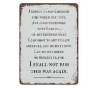 Vintage Metal Tin Sign with I Shall Not Pass This Way Again Quote Funny Retro Wall-Art for Home Bar Man Cave Farmhouse Decor (8 X 12 inch)