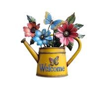 Vintage Metal Wall Art, Watering Can Sign, Butterfly Decor, Garden Wall