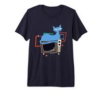 Vintage Mid-Century Cat Retro Atomic Age TV Decor Design T-Shirt Haut de Gamme