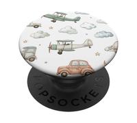Vintage Mignon Avions Voitures Nuages Enfants Esthétique PopSockets PopGrip Adhésif