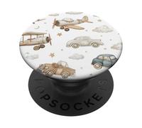 Vintage Mignon Avions Voitures Nuages Enfants Esthétique PopSockets PopGrip Adhésif