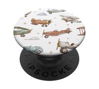 Vintage Mignon Avions Voitures Nuages Enfants Esthétique PopSockets PopGrip Adhésif
