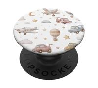 Vintage Mignon Avions Voitures Nuages Enfants Esthétique PopSockets PopGrip Adhésif